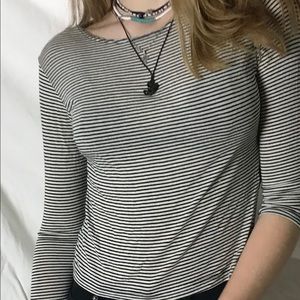 Brandy Melville Striped 3/4 Sleeve Tee